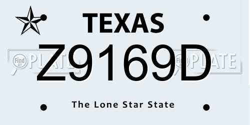 Z9169D Texas License Plate