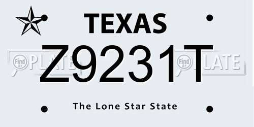 Z9231T Texas License Plate