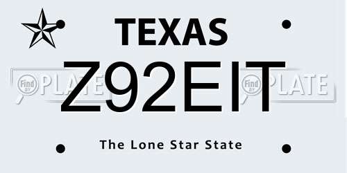 Z92EIT Texas License Plate