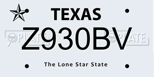 Z930BV Texas License Plate