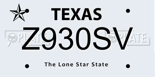 Z930SV Texas License Plate