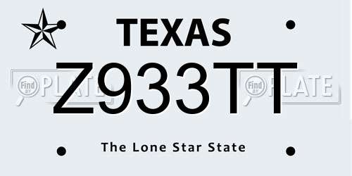 Z933TT Texas License Plate