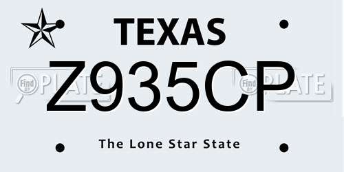 Z935CP Texas License Plate