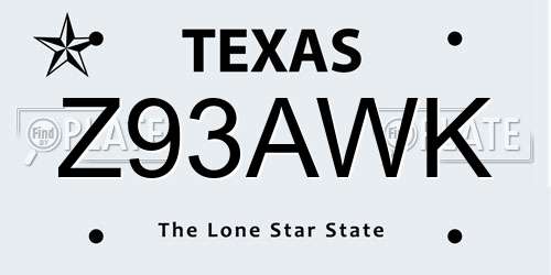 Z93AWK Texas License Plate