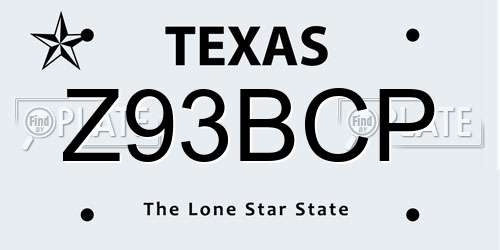 Z93BCP Texas License Plate