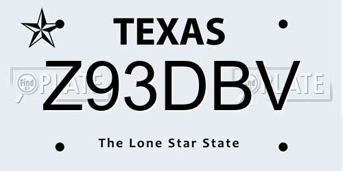 Z93DBV Texas License Plate