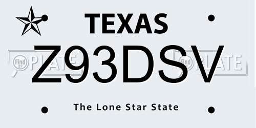 Z93DSV Texas License Plate