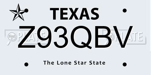 Z93QBV Texas License Plate