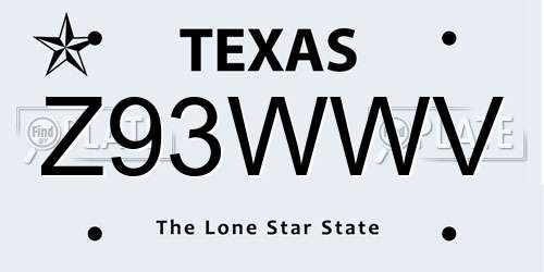 Z93WWV Texas License Plate