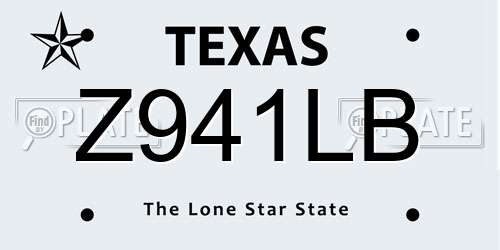 Z941LB Texas License Plate