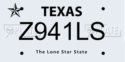 Z941LS Texas License Plate