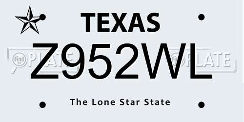 Z952WL Texas License Plate