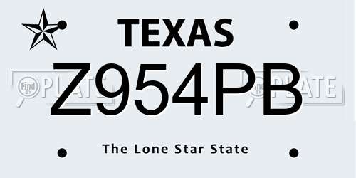 Z954PB Texas License Plate