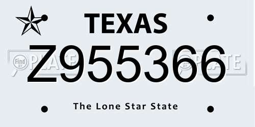 Z955366 Texas License Plate
