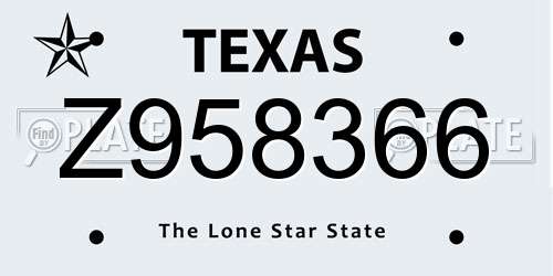 Z958366 Texas License Plate