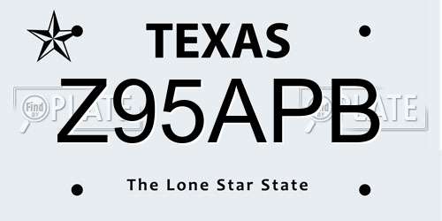 Z95APB Texas License Plate