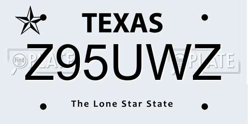 Z95UWZ Texas License Plate