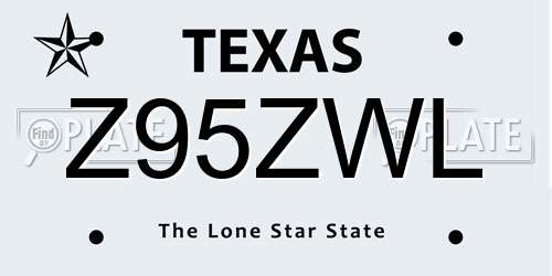 Z95ZWL Texas License Plate