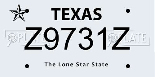 Z9731Z Texas License Plate