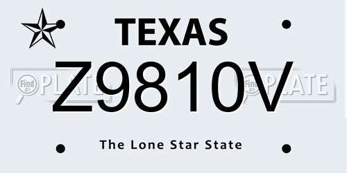 Z9810V Texas License Plate