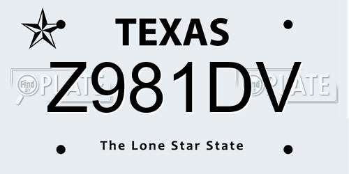 Z981DV Texas License Plate