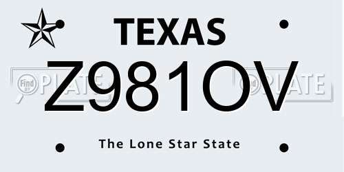 Z981OV Texas License Plate