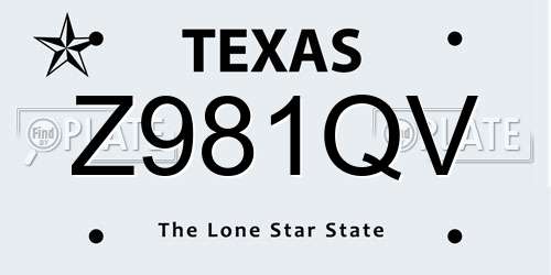 Z981QV Texas License Plate