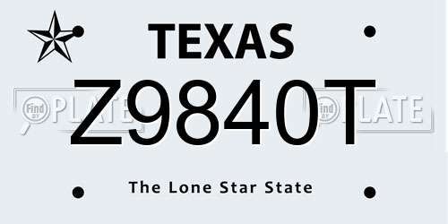 Z9840T Texas License Plate
