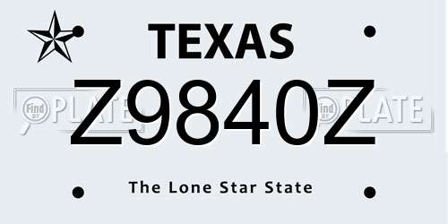 Z9840Z Texas License Plate