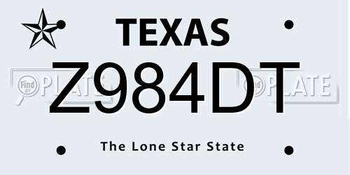 Z984DT Texas License Plate