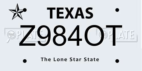 Z984OT Texas License Plate
