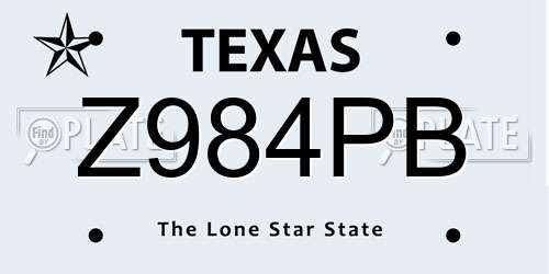 Z984PB Texas License Plate