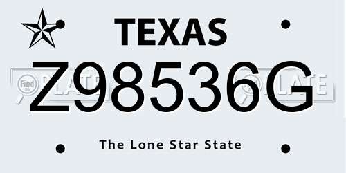 Z98536G Texas License Plate