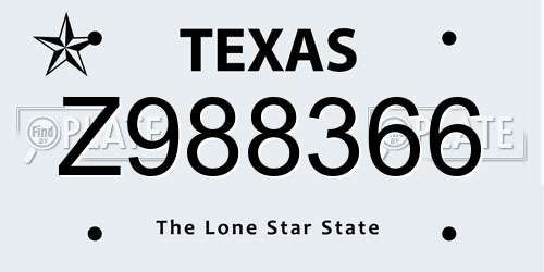 Z988366 Texas License Plate