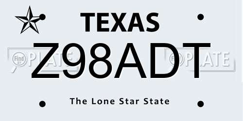 Z98ADT Texas License Plate