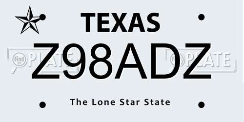 Z98ADZ Texas License Plate