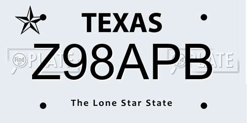 Z98APB Texas License Plate