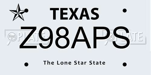 Z98APS Texas License Plate