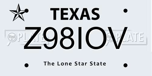 Z98IOV Texas License Plate