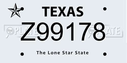 Z99178 Texas License Plate