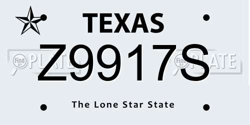 Z9917S Texas License Plate