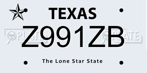 Z991ZB Texas License Plate
