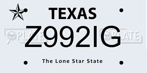 Z992IG Texas License Plate