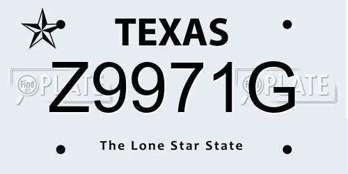 Z9971G Texas License Plate