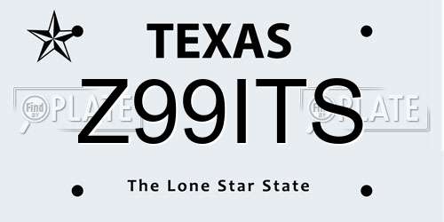 Z99ITS Texas License Plate