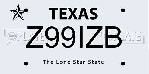 Z99IZB Texas License Plate