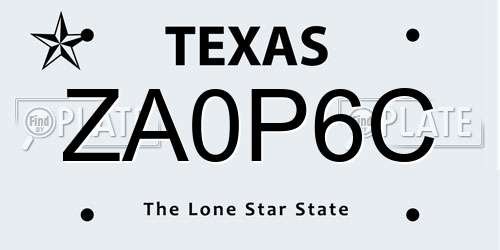 ZA0P6C Texas License Plate