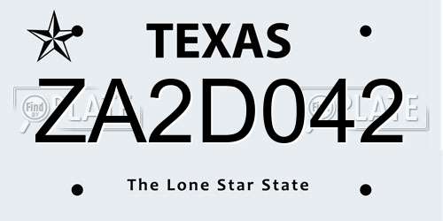 ZA2D042 Texas License Plate