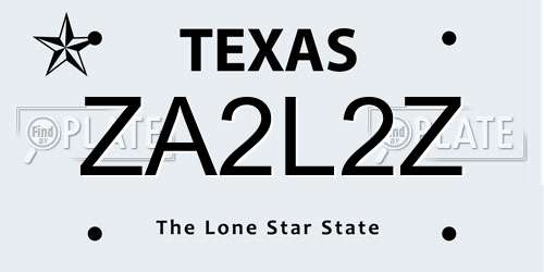 ZA2L2Z Texas License Plate