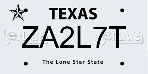 ZA2L7T Texas License Plate